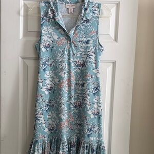 Laura Ashley Floral Midi Dress in Blue and Pink